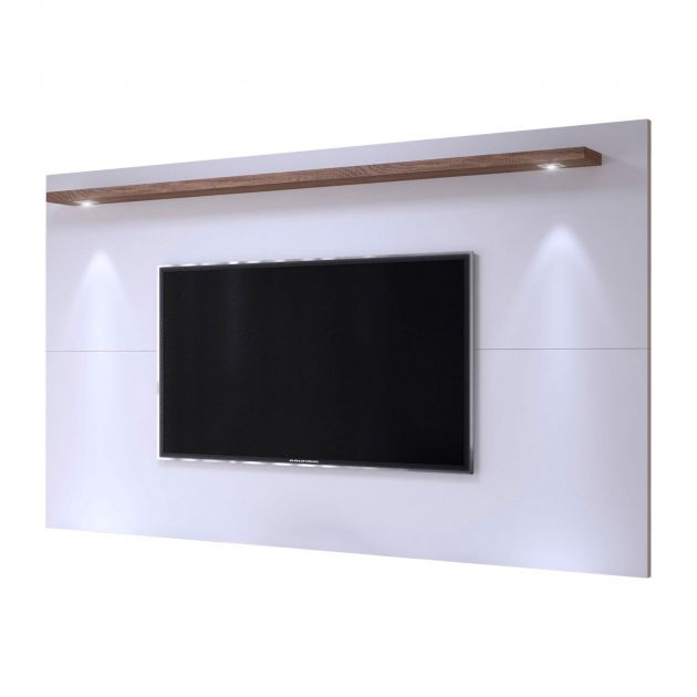 Painel Dallas 2725mm - Branco Fosco/Carvalho Évora -  KNR Móveis