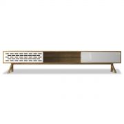 Rack California 2400mm - Cinamomo/Branco Brilho - KNR Decor